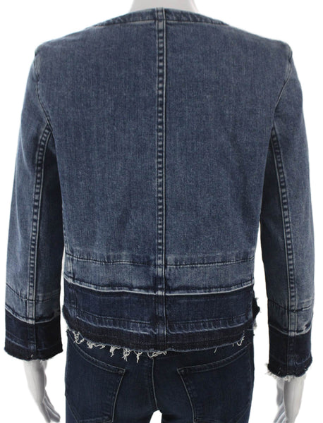 Theory Womens Basic Jacket Blue 3/4 Sleeve Hook Eye Size S