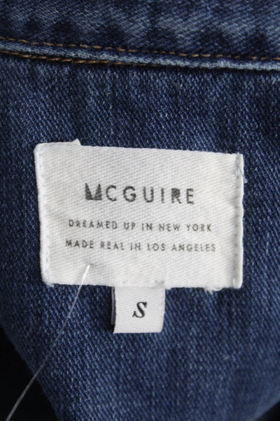 McGuire Womens Military Cotton Button Front Blue Vest Sleeveless Size S