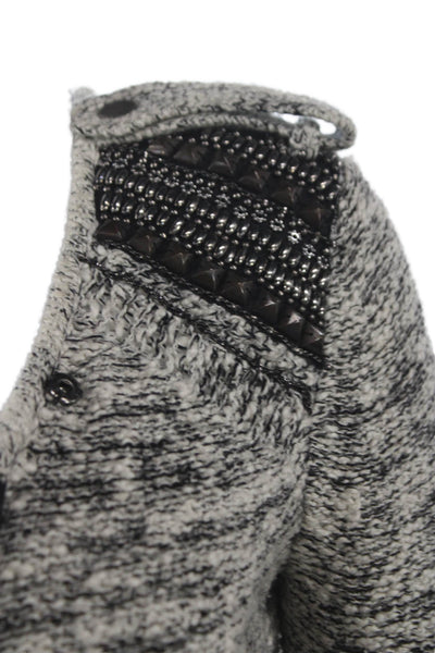 Jamison Women Cardigan Gray Cotton Collared Zip Long Sleeve Solid Size XS