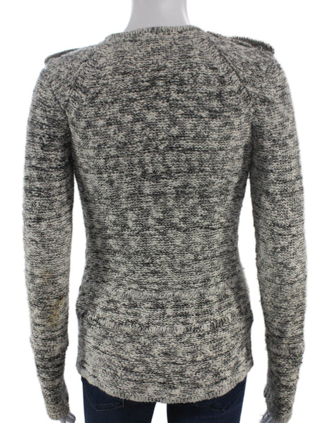 Jamison Women Cardigan Gray Cotton Collared Zip Long Sleeve Solid Size XS