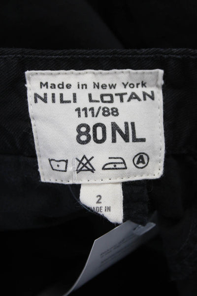 Nili Lotan Womens Ankle Pants Black Cotton Solid Size 2