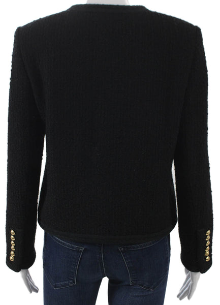 Celine Women Basic Wool Jacket Black Button Long Sleeve Size 36