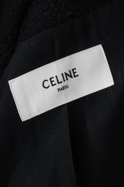 Celine Women Basic Wool Jacket Black Button Long Sleeve Size 36