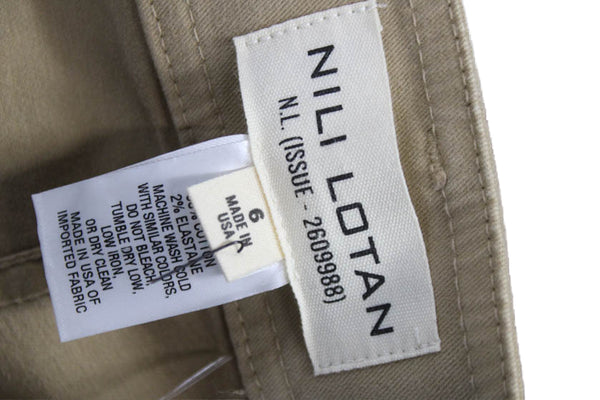 Nili Lotan Womens Chino Pants Beige Cotton Size 6
