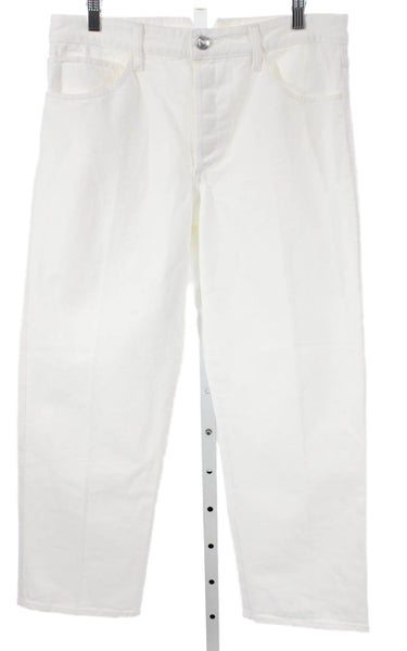 SPRWMN Women Straight Jeans White Cotton Button 24in Size 29