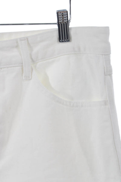 SPRWMN Women Straight Jeans White Cotton Button 24in Size 29