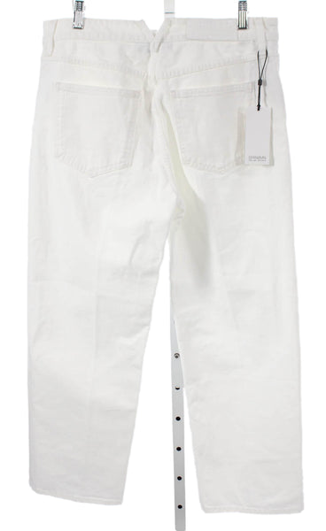 SPRWMN Women Straight Jeans White Cotton Button 24in Size 29