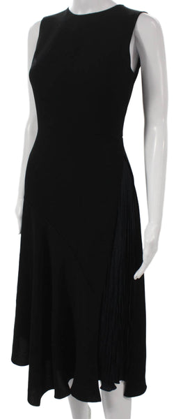 Vince Women A-Line Black Polyester Sleeveless Round Neck Long Dress Zip Size 0