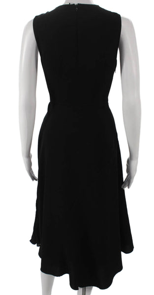 Vince Women A-Line Black Polyester Sleeveless Round Neck Long Dress Zip Size 0
