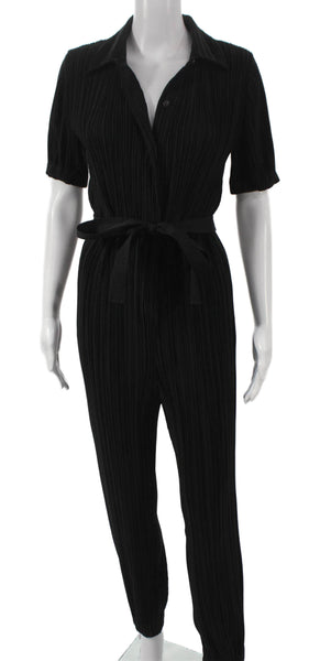 Derek Lam 10 Crosby Women Black Collared Jumpsuit Short Sleeve Polyester Size 2