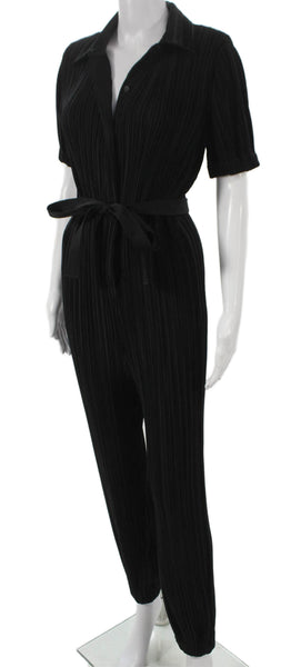 Derek Lam 10 Crosby Women Black Collared Jumpsuit Short Sleeve Polyester Size 2