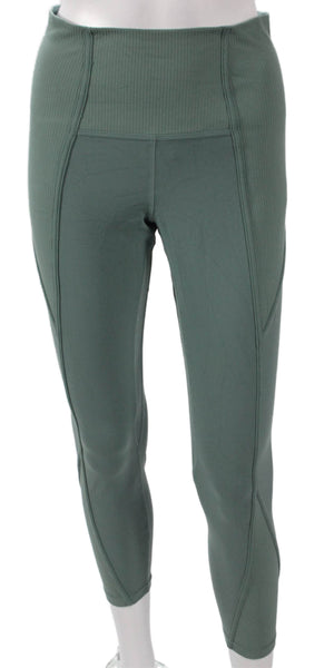 Lululemon Womens Ankle Leggings Green Striped Polyester Blend Pull On Size S