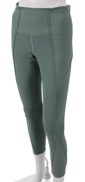 Lululemon Womens Ankle Leggings Green Striped Polyester Blend Pull On Size S