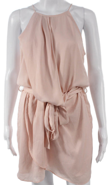 Lovers + Friends Women Wrap Dress Pink Halter Sleeveless Short Polyester Size M