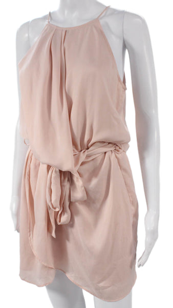 Lovers + Friends Women Wrap Dress Pink Halter Sleeveless Short Polyester Size M