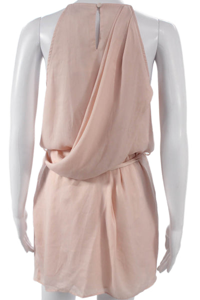 Lovers + Friends Women Wrap Dress Pink Halter Sleeveless Short Polyester Size M