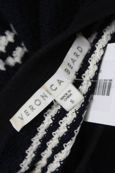 Veronica Beard Women Pullover Sweater Blue Cotton Striped Crewneck Size S