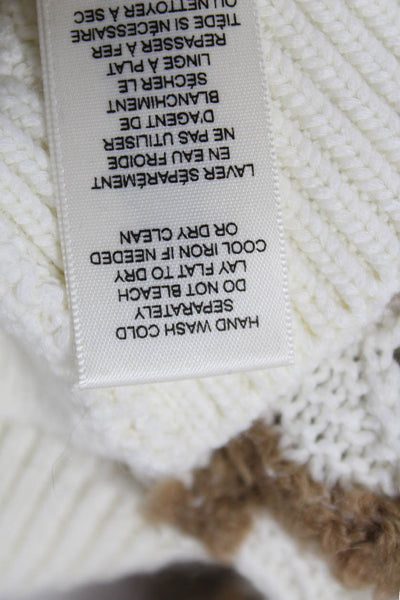 Rebecca Taylor Women Sweater White Geometric Long Sleeve Size L