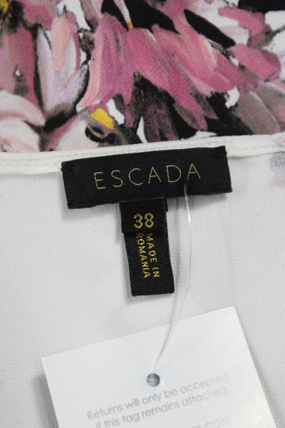 Escada Women V-Neck Floral Viscose Long Sleeve Zip Tunic Size 38