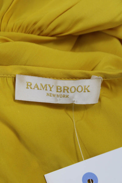 Ramy Brook Womens Basic V Neck Sleeveless Yellow Polyester Blouse Size XS