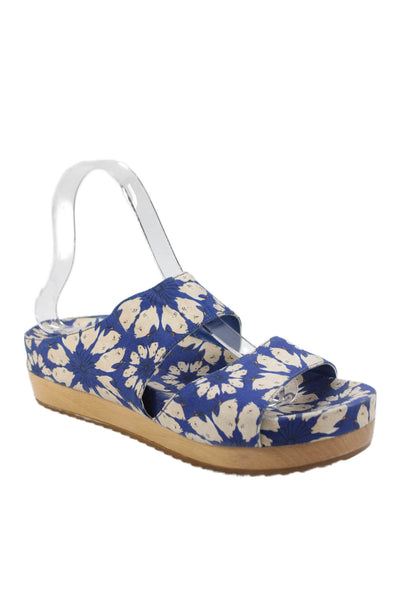 Alice + Olivia Womens Floral Print Platform Floral Print Sandals Blue Size 8