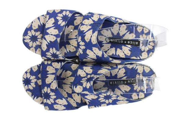 Alice + Olivia Womens Floral Print Platform Floral Print Sandals Blue Size 8