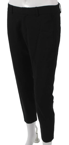 Nili Lotan Womens Black Ankle Pants Virgin Wool Hook & Eye Size 0