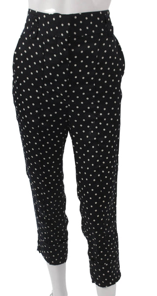 Haider Ackermann Women Cropped Polka Dot Black Polyester Pants Hook Eye Size 36