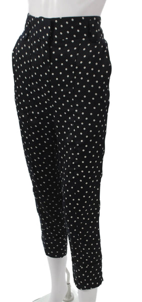 Haider Ackermann Women Cropped Polka Dot Black Polyester Pants Hook Eye Size 36