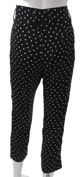Haider Ackermann Women Cropped Polka Dot Black Polyester Pants Hook Eye Size 36