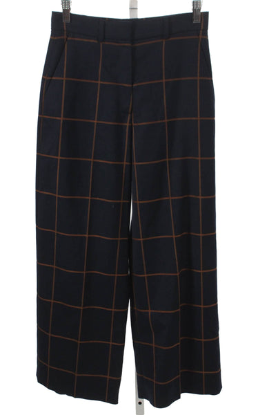 The Fold Women Dress Pants Blue Check Polyester Blend Size 6
