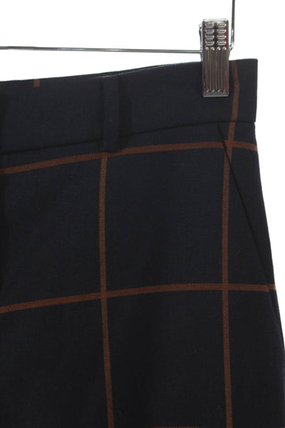 The Fold Women Dress Pants Blue Check Polyester Blend Size 6