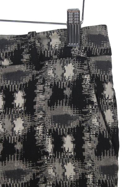 Lela Rose Women Dress Pants Black Check Cotton Zip Size 4