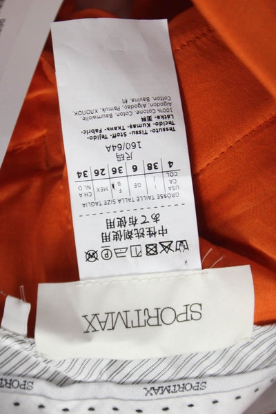 Sportmax Women Dress Pants Orange Cotton Zip 25 Inseam Size 4