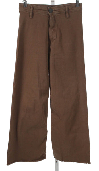 Massimo Dutti Women Wide Leg High Rise Brown Cotton Pants Size 2