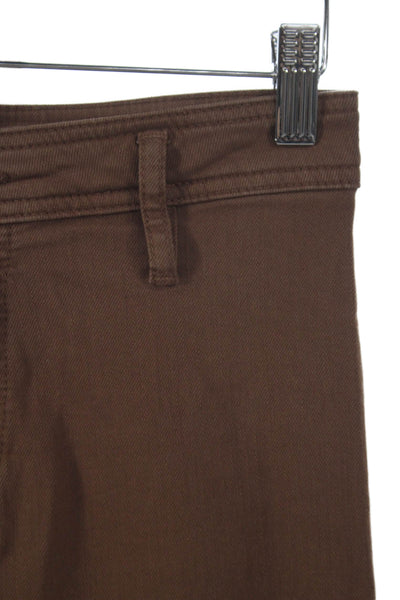 Massimo Dutti Women Wide Leg High Rise Brown Cotton Pants Size 2