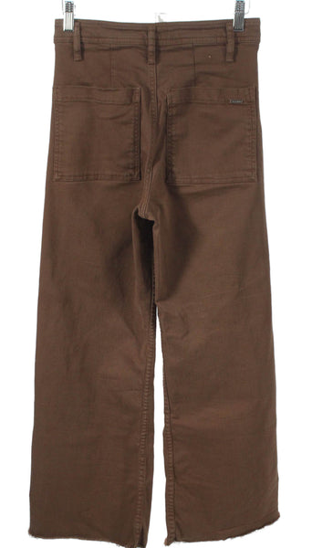 Massimo Dutti Women Wide Leg High Rise Brown Cotton Pants Size 2