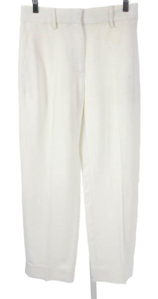 Khaite Womens Cropped White Viscose Blend Pants Hook & Eye Inseam 27 Size 0