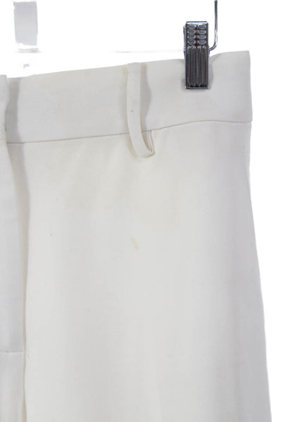 Khaite Womens Cropped White Viscose Blend Pants Hook & Eye Inseam 27 Size 0