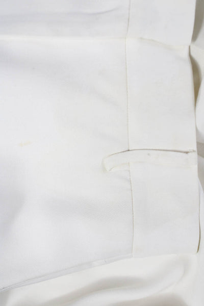 Khaite Womens Cropped White Viscose Blend Pants Hook & Eye Inseam 27 Size 0