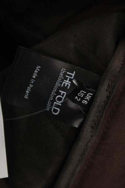 The Fold Womens Dress Pants Brown Cotton Size 2