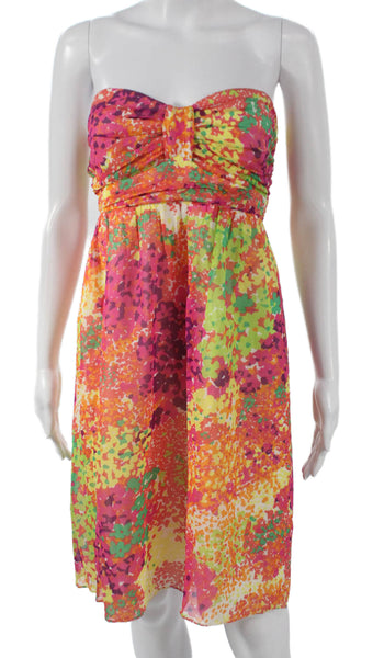 Shoshanna Women Silk Sundress Multicolor Floral Sweetheart Zip Size 10