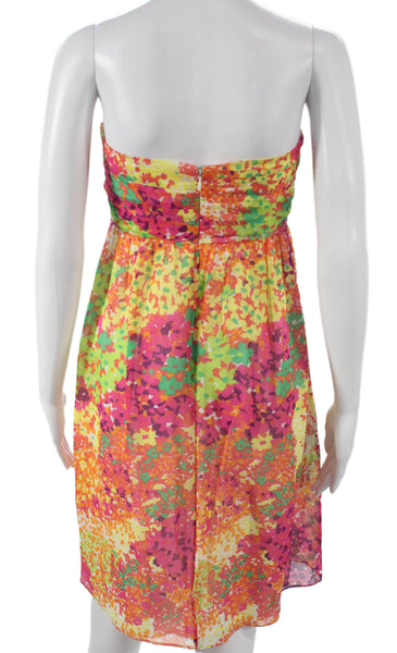 Shoshanna Women Silk Sundress Multicolor Floral Sweetheart Zip Size 10