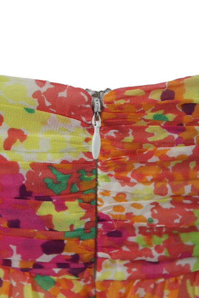 Shoshanna Women Silk Sundress Multicolor Floral Sweetheart Zip Size 10