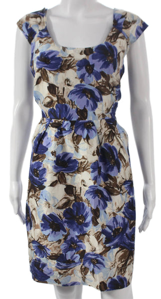 Banana Republic Womens Silk Sheath Dress Floral Boatneck Petite Size 12