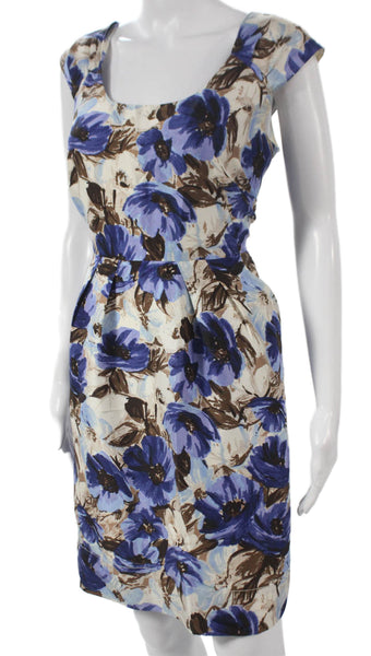 Banana Republic Womens Silk Sheath Dress Floral Boatneck Petite Size 12