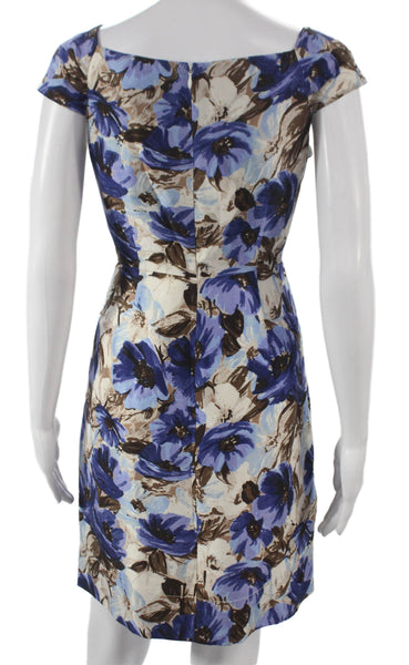 Banana Republic Womens Silk Sheath Dress Floral Boatneck Petite Size 12