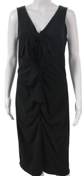 Elie Tahari Womens Sheath Dress Black Sleeveless V-Neck Polyester Size 8