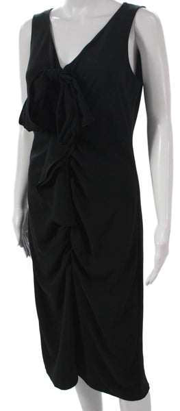 Elie Tahari Womens Sheath Dress Black Sleeveless V-Neck Polyester Size 8