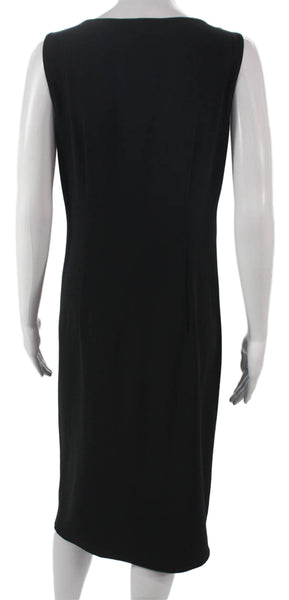 Elie Tahari Womens Sheath Dress Black Sleeveless V-Neck Polyester Size 8